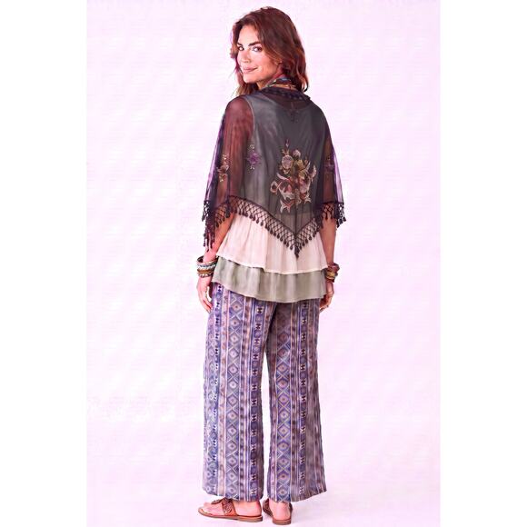 All That Glitters Jackets & Blazers - Vintage ATG Embroidered Beaded Fringe Scarf Wrap Shawl Whimsigoth Gypsy Boho‎